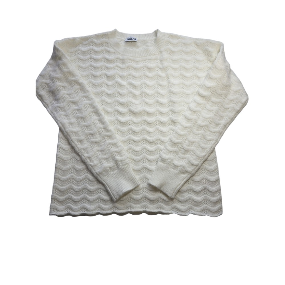 TAROO Cream Wavy Knit Sweater Long Sleeve Women's Size S